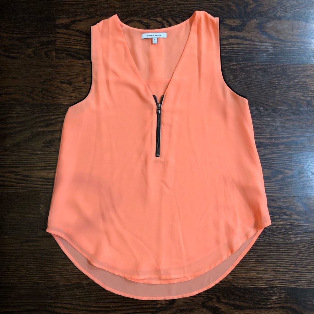 Naked Zebra Vibrant Neon Orange Top Size Small